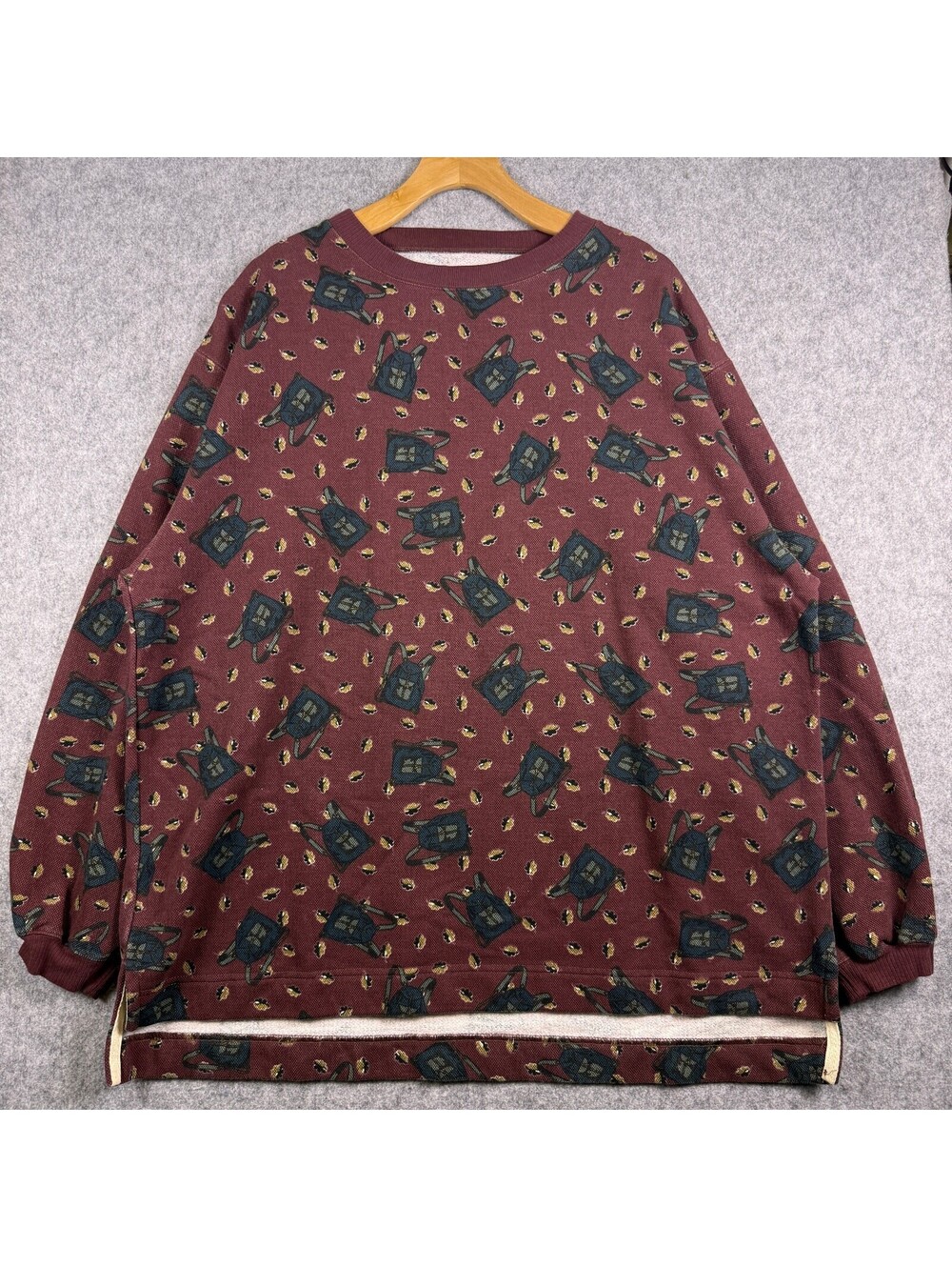 Vintage Arrow Company Burgundy Patterned Sweater Men - Size Large